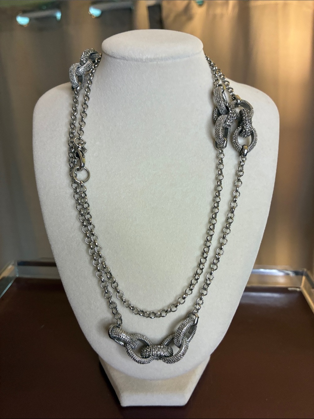 Banana Republic Silver-Tone Knot Link Double Necklace